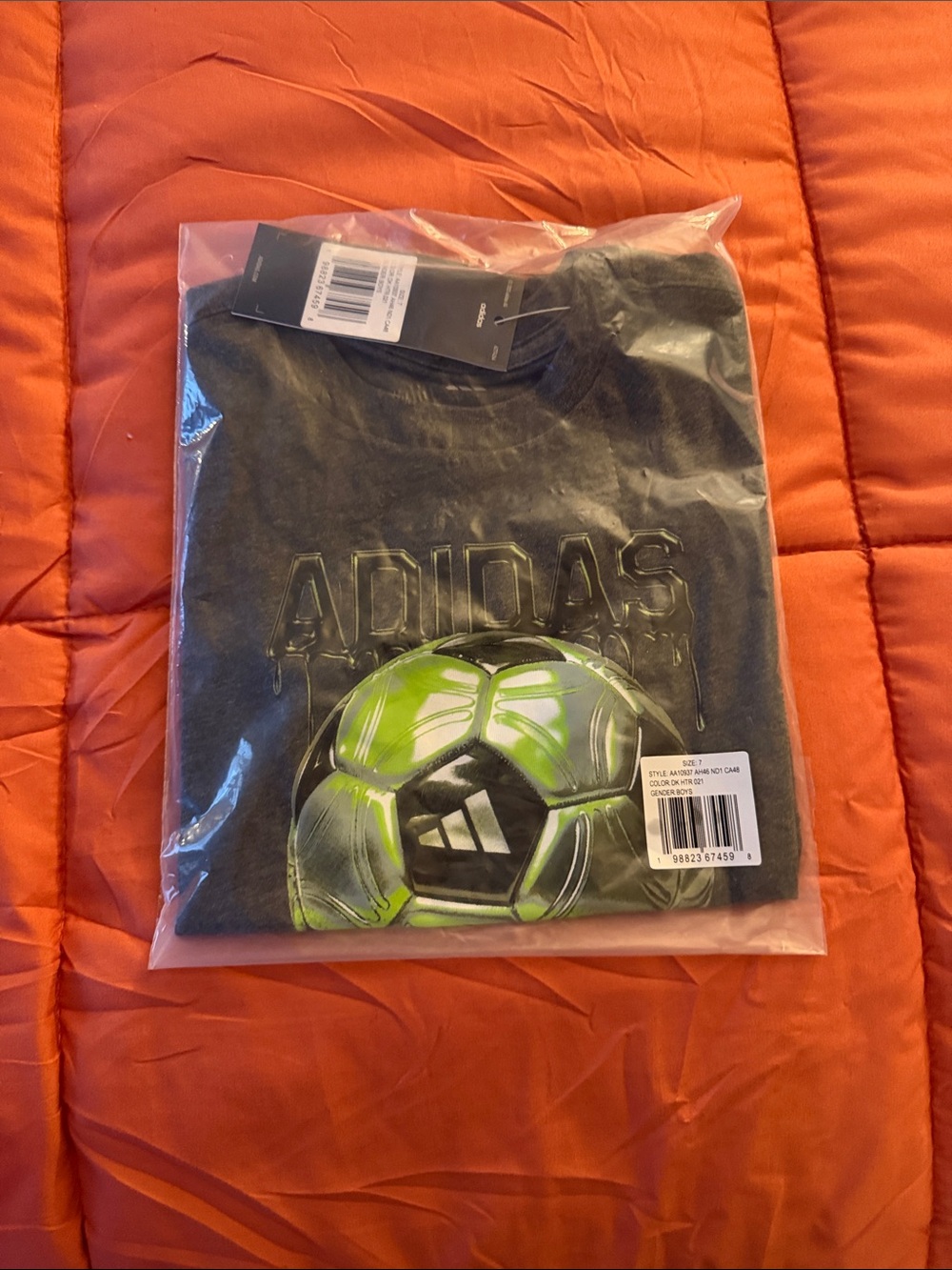 adidas Black Tee with Neon Green Soccer Graphic